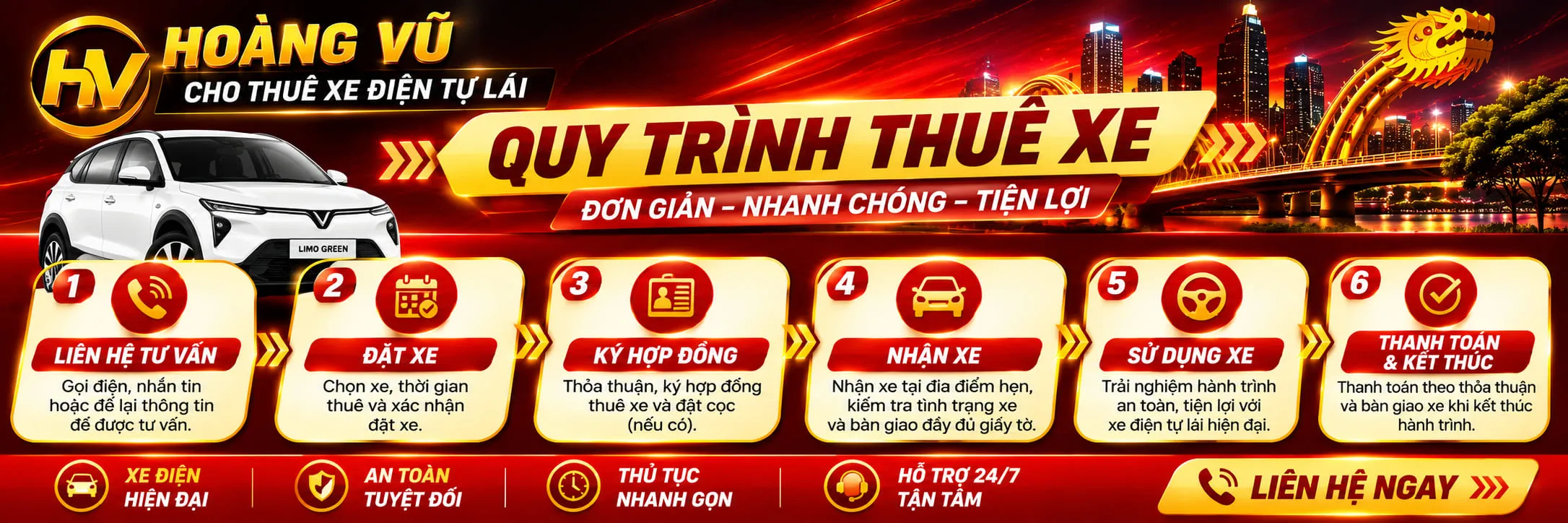 quy trình thuê xe tự lái hội an